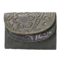 Leather Design Compacte Portemonnee Flower Groen - thumbnail