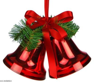 Twee klokken kerst rood 10 cm groen met strik Hortus - Hortus