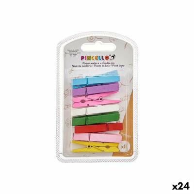 Klemmen Pincello Multicolour Hout Groot (24 Stuks)