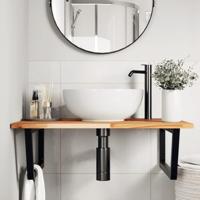 Badkamer wandschap staal en massief acaciahout - thumbnail