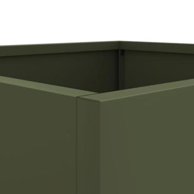 VidaXL Plantenbak 32x29x75 cm staal olijfgroen