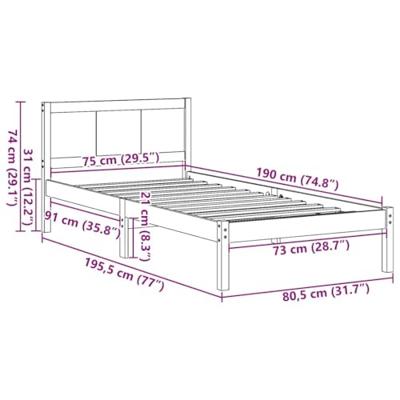 Bedframe Bruin 75 x 190 cm Massief grenenhout