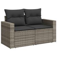7-delige Loungeset met kussens poly rattan grijs - thumbnail