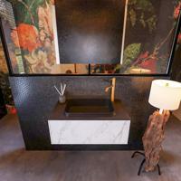 Badkamermeubelset Mondiaz Erin 80 cm met 1 Lade met RIDGE Wastafel Midden Urban met 1 kraangat Greeploos Mat Carrara - thumbnail