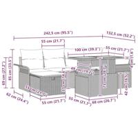 Tuinbankenset met kussen met opslag 7 pcs Grijs poly rattan - thumbnail