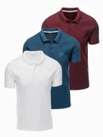 Italian Style - Heren Poloshirts - Wit Bordeaux Blauw - 3 stuks - thumbnail