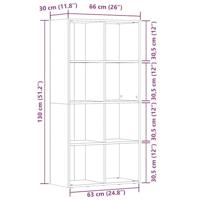 Boekenkast 66x30x130 cm bewerkt hout artisanaal eikenkleur - thumbnail