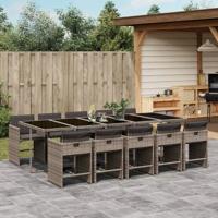 11-delige Tuinset met kussens poly rattan grijs - thumbnail