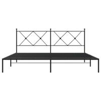 Bedframe met hoofdbord metaal zwart 183x213 cm - thumbnail