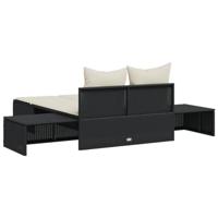 Ligbed 2-persoons met kussens poly rattan zwart - thumbnail