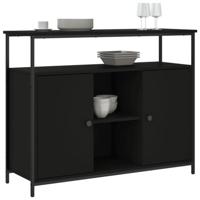 Dressoir 100x35x80 cm bewerkt hout zwart - thumbnail