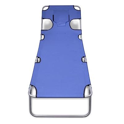 Ligbed inklapbaar met hoofdkussen gepoedercoat staal blauw - thumbnail