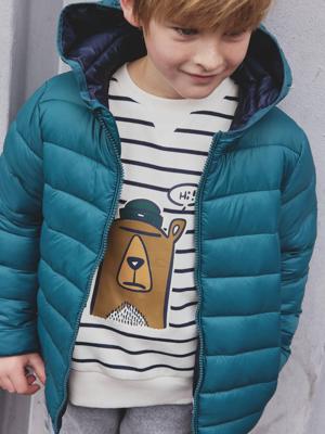 Sweater met hondenprint voor jongens wit, gestreept Sweater met hondenprint voor jongens wit, gestreept