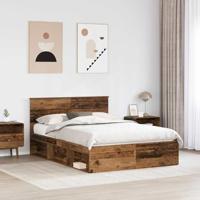 Bedframe met hoofdeinde Oudhout 135 x 190 cm Massief grenenhout - thumbnail