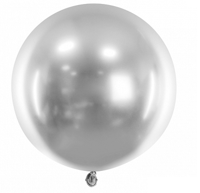 Grote Glossy Ballon Zilver (60cm) - thumbnail
