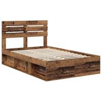Bedframe met hoofdeinde Oudhout 120 x 190 cm Massief grenenhout - thumbnail