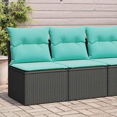 2-delige Loungeset met kussens poly rattan acacia zwart