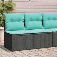 2-delige Loungeset met kussens poly rattan acacia zwart - thumbnail