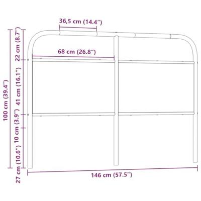 Hoofdbord 140 cm bewerkt hout en staal bruin eikenkleurig