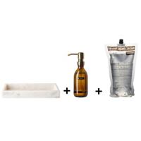Wellmark Marble giftset - tray 30x12x3.5cm - Marmer Wit - Handzeep 250ml - navulling 1 liter bamboo SW547750 / SW454599 / SW454652 - thumbnail