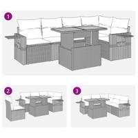 6-delige Loungeset met kussens poly rattan zwart - thumbnail
