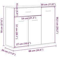 Dressoir 88x30x70 cm spaanplaat oud hout - thumbnail