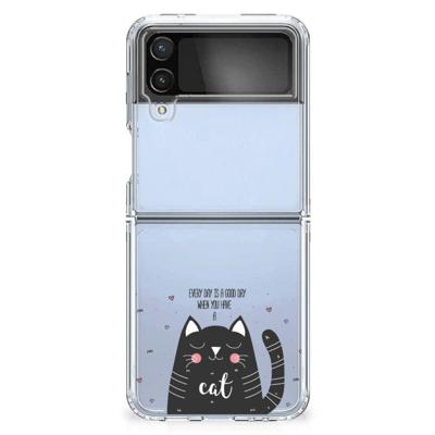 Samsung Galaxy Z Flip 4 Telefoonhoesje met Naam Cat Good Day