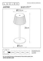 Lucide JUSTINE - Oplaadbare Tafellamp Binnen/Buiten - Accu/Batterij - LED Dimb. - 1x2W 2700K - IP54 - Met draadloos oplaadstation - Zwart - thumbnail