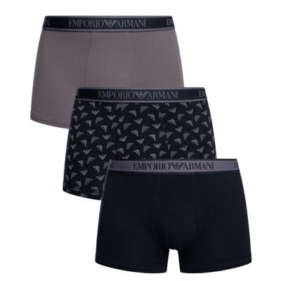 Armani boxershort 3-pack blauw-grijs met logo print