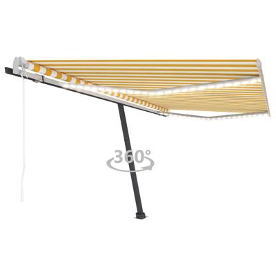 Luifel automatisch met LED en windsensor 400x300 cm geel en wit