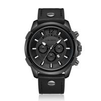 CAGARNY 6882 Fashion waterdichte polychromatische metalen shell quartz horloge met lederen armband (zwart zwart) - thumbnail