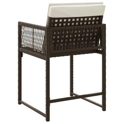 Tuinstoelen 4 st met kussens poly rattan bruin - thumbnail