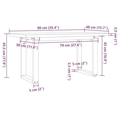 Salontafel O-frame 90x40x45,5 cm grenenhout en staal