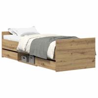 Bedframe zonder matras spaanplaat artisanaal eikenkleurig - thumbnail