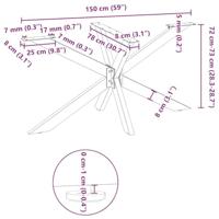 Eettafelpoot spider vorm 150x78x(72-73) cm staal antraciet - thumbnail