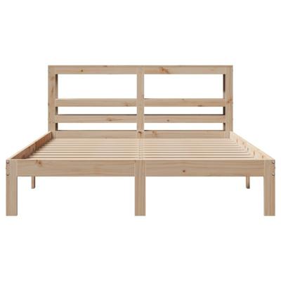 Bedframe met hoofdbord massief grenenhout wit 140x200 cm