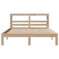 Bedframe met hoofdbord massief grenenhout wit 140x200 cm - thumbnail