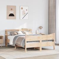 Bedframe met hoofdbord massief grenenhout wit 140x200 cm - thumbnail