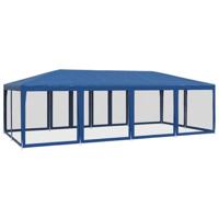 Partytent met 12 mesh zijwanden 8x4 m HDPE blauw - thumbnail