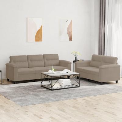 2-delige Loungeset met kussens microvezelstof taupe