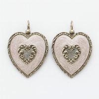 Dolce Luna verzilverde oorhangers hartvorm paars - 3,5 x 3 cm - dames - thumbnail