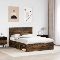 Bedframe Gerookt eiken 140 x 190 cm Massief grenenhout - thumbnail