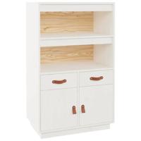Hoge kast 67x40x108,5 cm massief grenenhout wit - thumbnail
