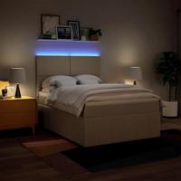 Boxspring met matras stof crèmekleurig 160x200 cm - thumbnail