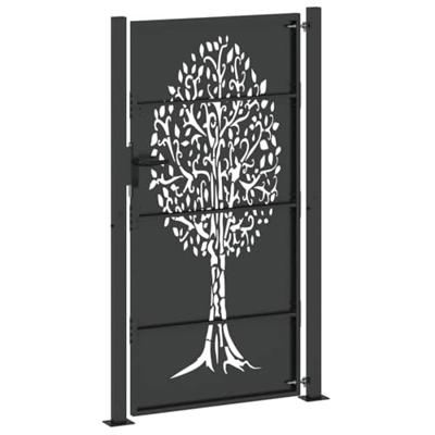 Tuinpoort met slot Zwart 105 x 175 cm Poedergecoat staal