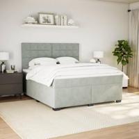 Boxspring met matras fluweel lichtgrijs 180x200 cm - thumbnail