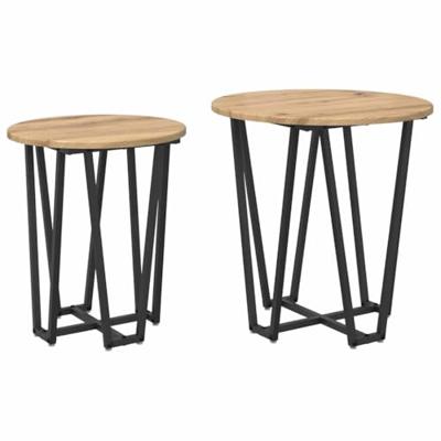 Bijzettafelset 2 pcs Artisan Eiken en Zwart 50 x 50 x 50.5 cm