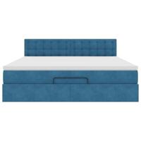 Ottoman bed met matras en LED's 160x200cm fluweel donkerblauw - thumbnail