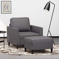 Fauteuil met voetenbank 60 cm kunstleer grijs - thumbnail