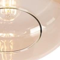 QAZQA Art deco plafondlamp zwart met amber glas - Bizle - thumbnail